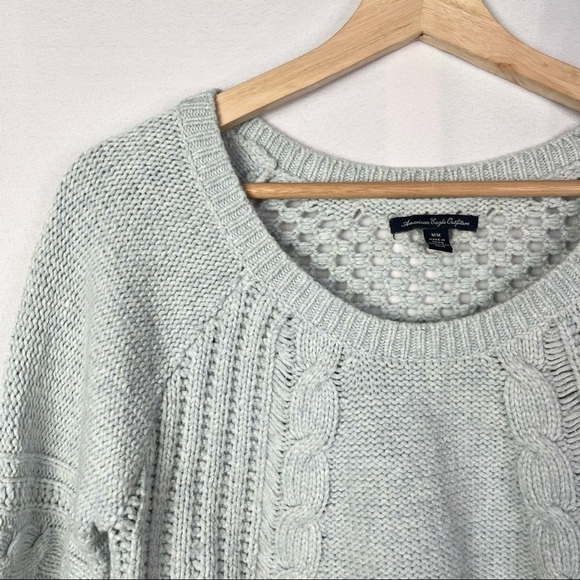 American Eagle AEO Light Blue Scoop Neck Pullover Knit Sweater M - Picture 3 of 3